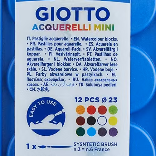 GIOTTO Watercolour Set with 12 Blocks in Assorted Colours – 3