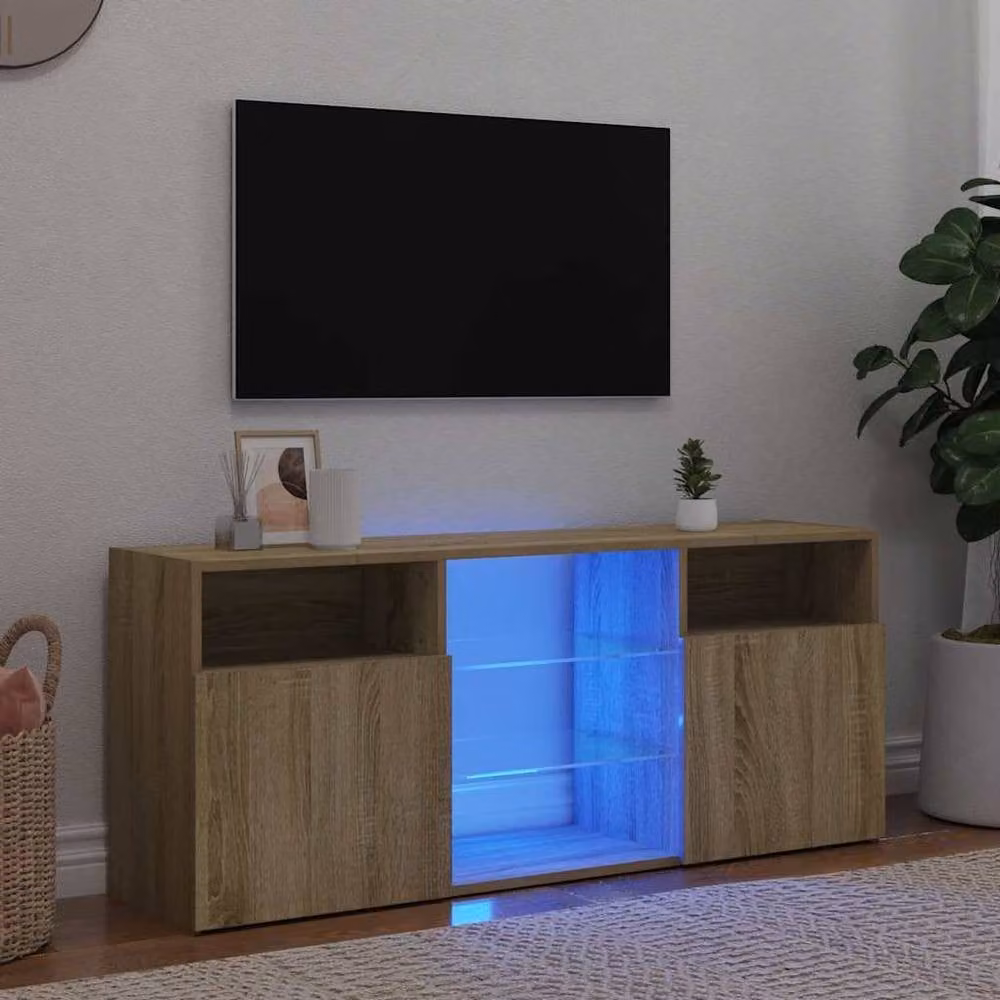 Berkfield Home Modern TV Cabinet with LED Lights in Sonoma Oak Brown, W/D/H: 120 x 30 x 50 cm – 2