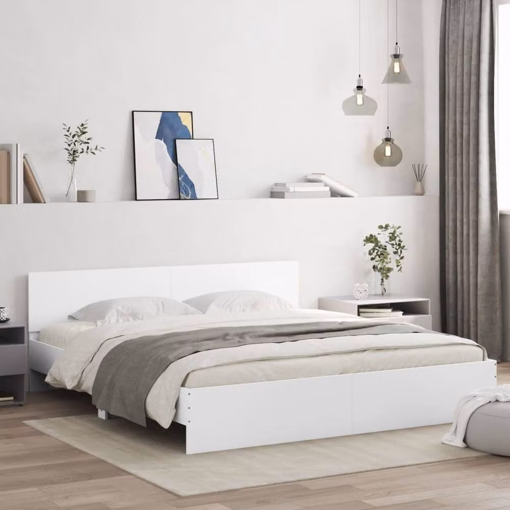 Berkfield Home Durable White Engineered Wood Bed Frame, W/D/H: 200 x 200 x 70 cm – 2