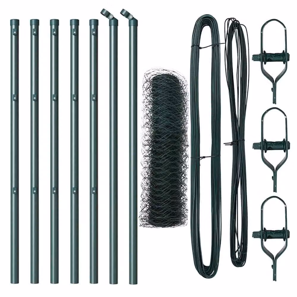 Berkfield Home Hexagon Steel Fence, Green, W: 0.4 m, L: 10 m – 3