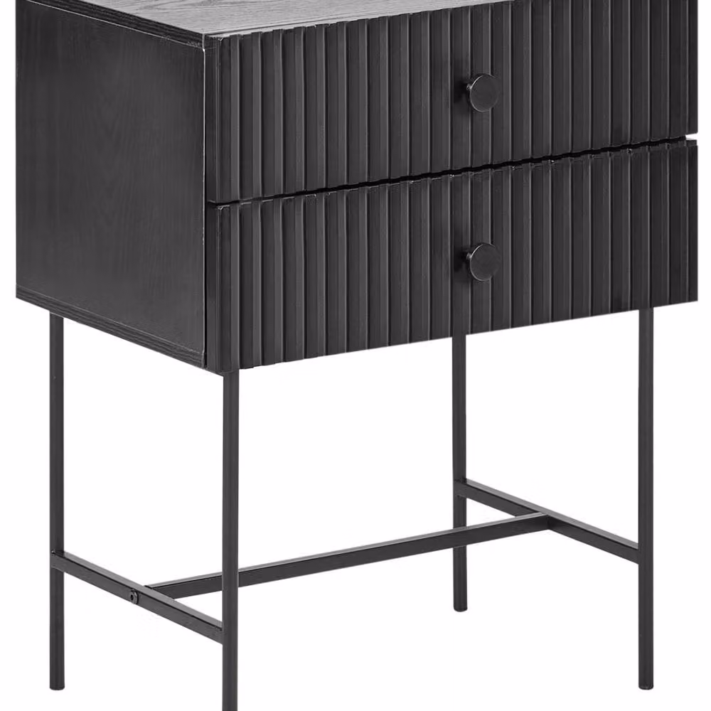 Wyld and Coco 2-Drawer Bedside Table in Black MDF – 2