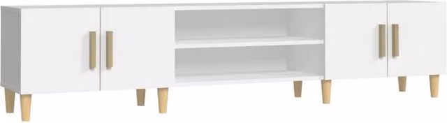 Berkfield Home White TV Cabinet with Hinged Doors and Internal Shelves, W/D/H: 180 x 31.5 x 40 cm – 1