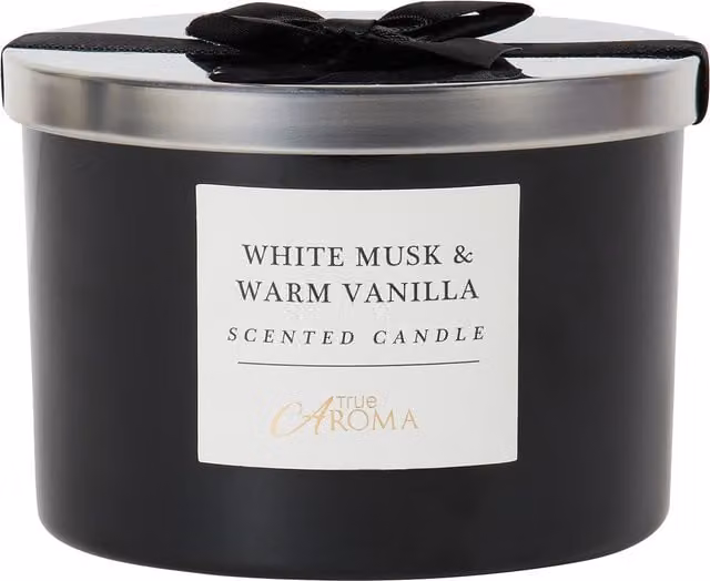 True Aroma White Musk & Vanilla Candle in Black