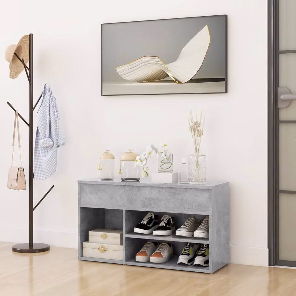 Berkfield Home Concrete Grey Shoe Bench W/D/H: 80 x 30 x 45 cm – 2