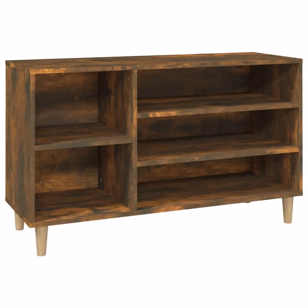 Berkfield Home Smoked Oak Shoe Cabinet in Brown with Integrated Seat, W/D/H: 102 x 36 x 60 cm – 2