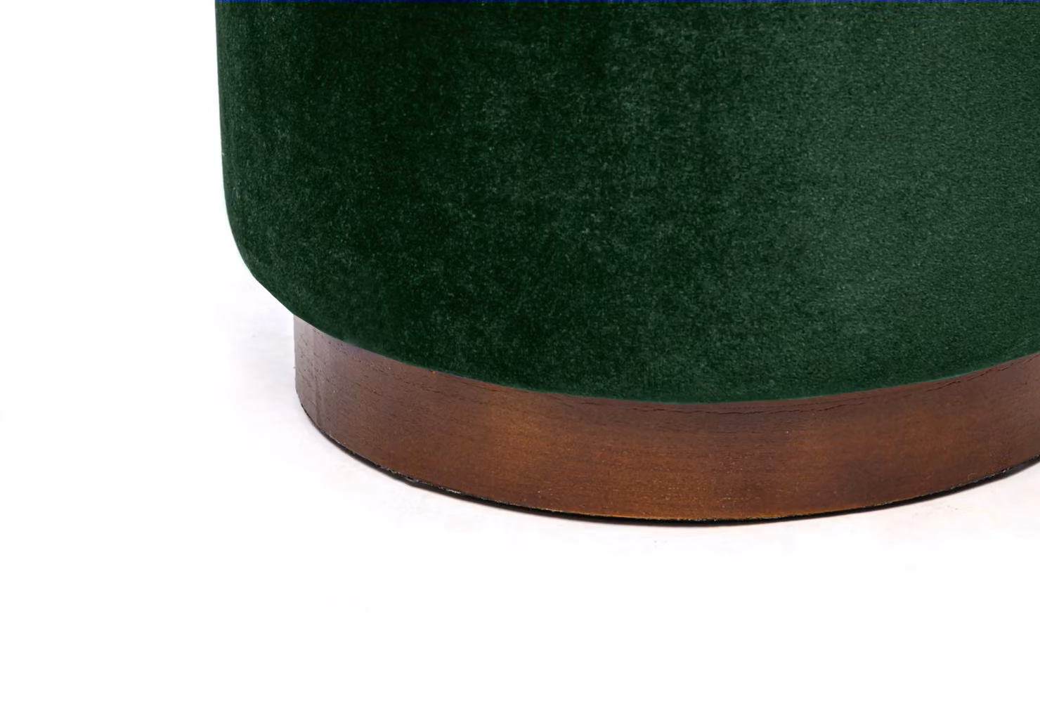 Nordlys Green Bouclé and Velvet Cylindrical Living Room Pouf with Brown Wooden Base – 5