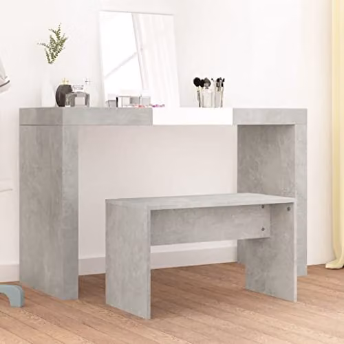 vidaXL Dressing Stool in Grey, Minimalist MDF Construction for Living Room or Bedroom, W/D/H: 35 x 35 x 45 cm