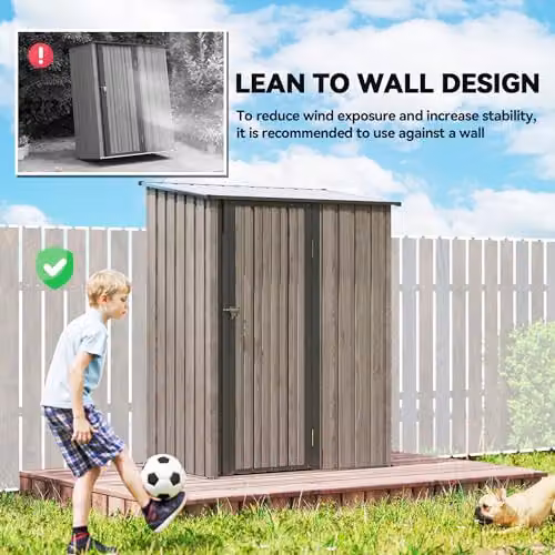 Outsunny Grey Galvanised Steel Garden Storage Shed with Lockable Single Door and Pent Roof – 4