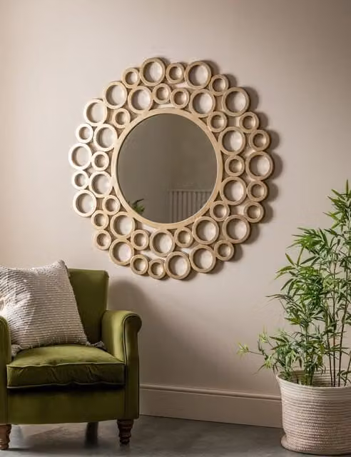 Gallery Direct Wrakes Extra Large Round Geometric Gold Wall Mirror