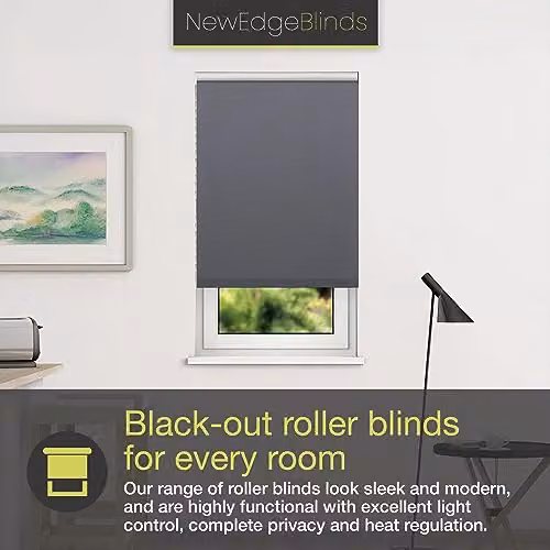 New Edge Blinds Thermal Blackout Roller Blind in Chocolate, Width: 110 cm, Drop: 165 cm – 4