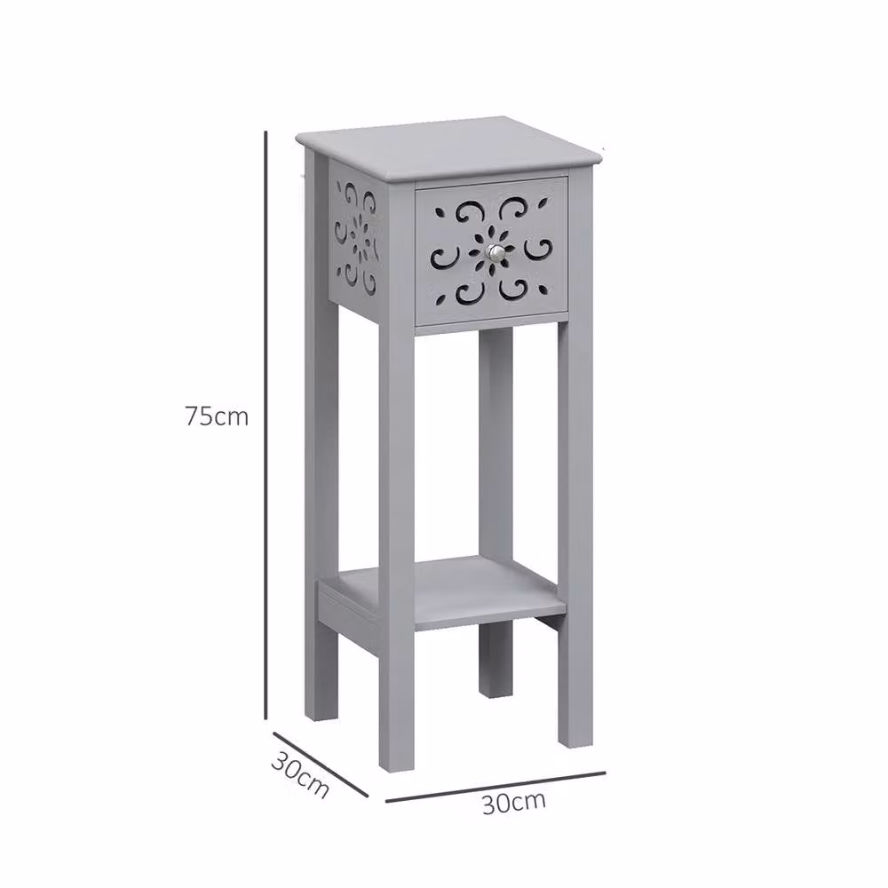 EONLION Grey Side Table Set of 2 with Drawer, Width: 100 cm – 2