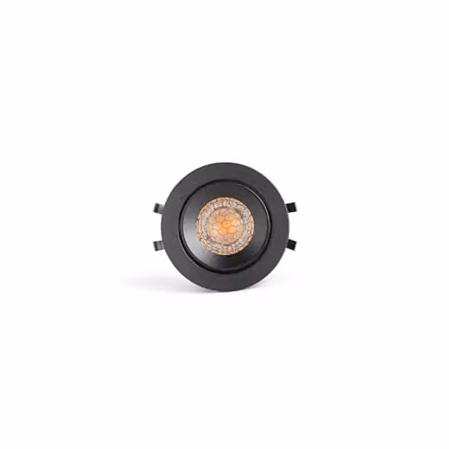 Netlighting Kivi Black Round Recessed LED Downlight, Adjustable and Dimmable, 7W, 2700K Warm White, IP44
