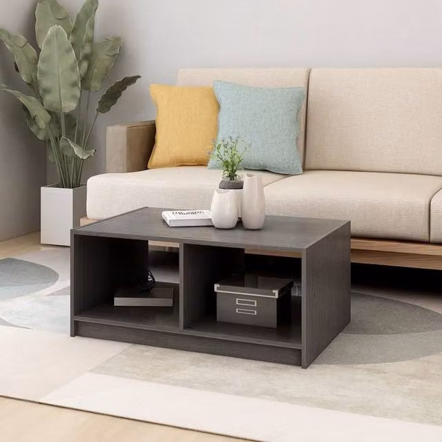 Berkfield Home Modern Rectangular Coffee Table in Grey Solid Pinewood, W: 75 cm, D: 50 cm, H: 33.5 cm – 1