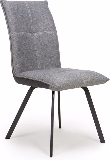 Shankar Modern Grey Fabric and Rubberwood Dining Chairs in Black