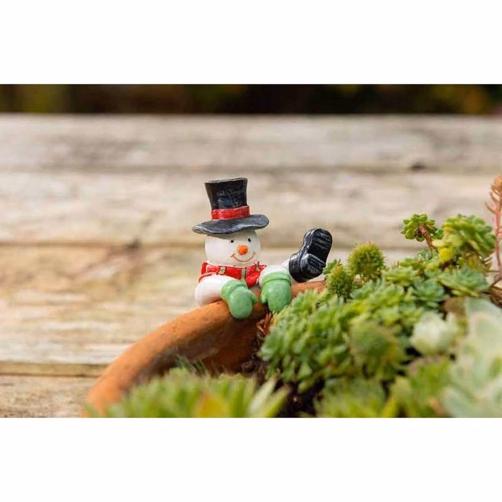 Jardinopia Snowman Pot Buddy Hanging Plant Pot Hanger in White and Multicolour, W: 7.8 cm, D: 10.5 cm, H: 5.4 cm – 5