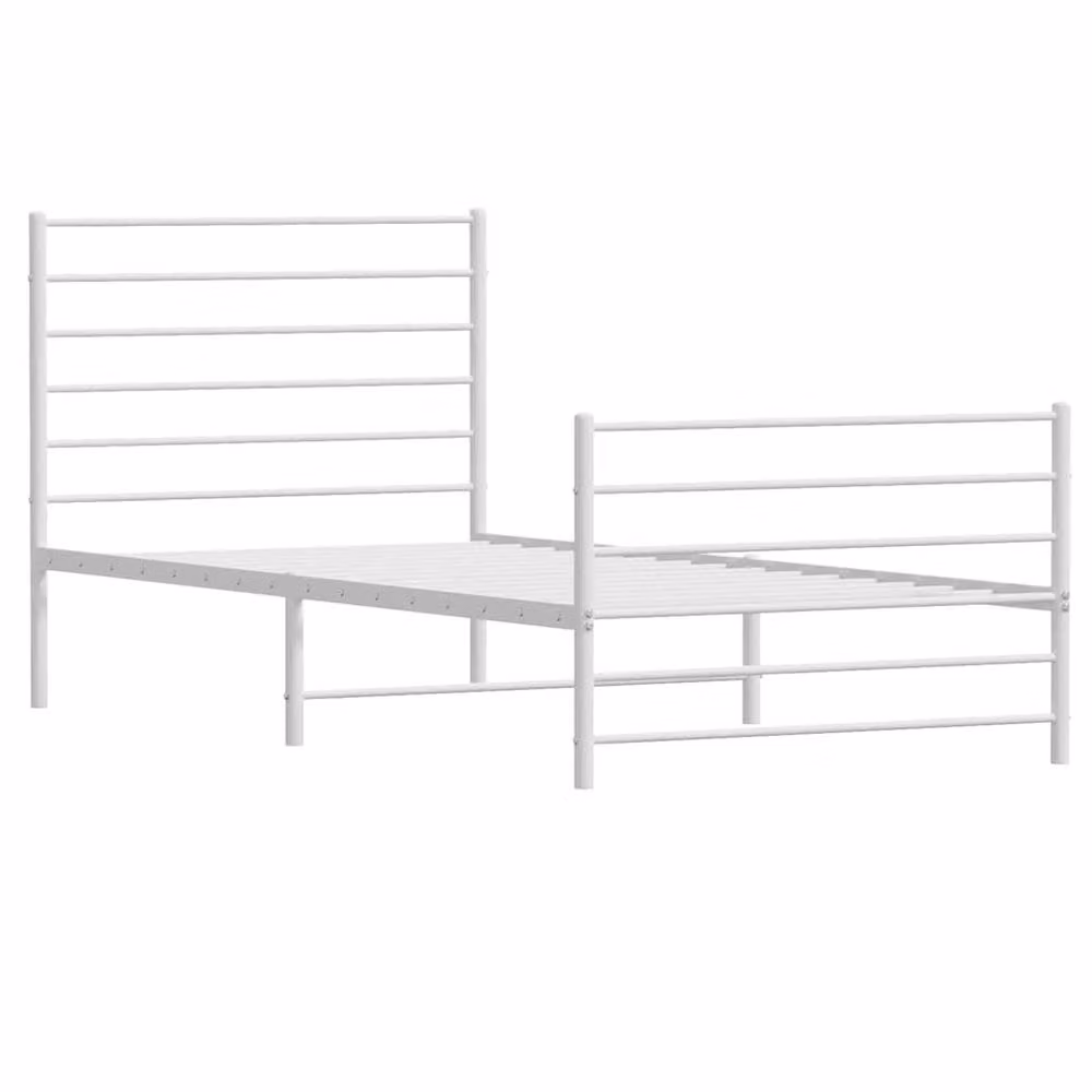 Berkfield Home Metal Bed Frame with Headboard and Footboard in White, W/D/H: 90 x 190 cm Single – 2
