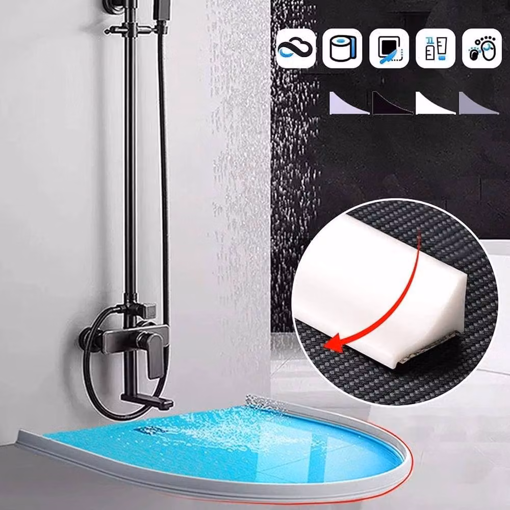 Kelvenix Flexible Silicone Shower Barrier Water Stopper in White – 2