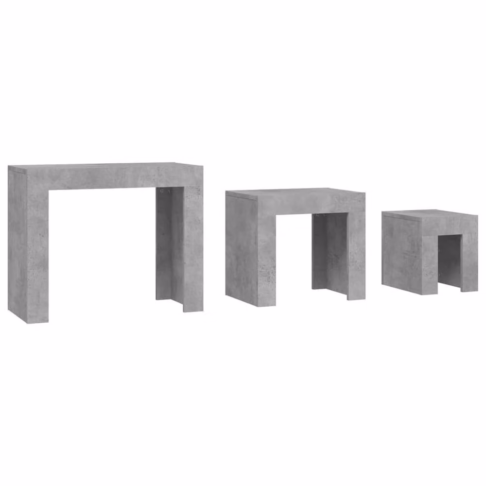 Berkfield Home Nesting Coffee Tables, 3 Piece Set in Concrete Grey – 3