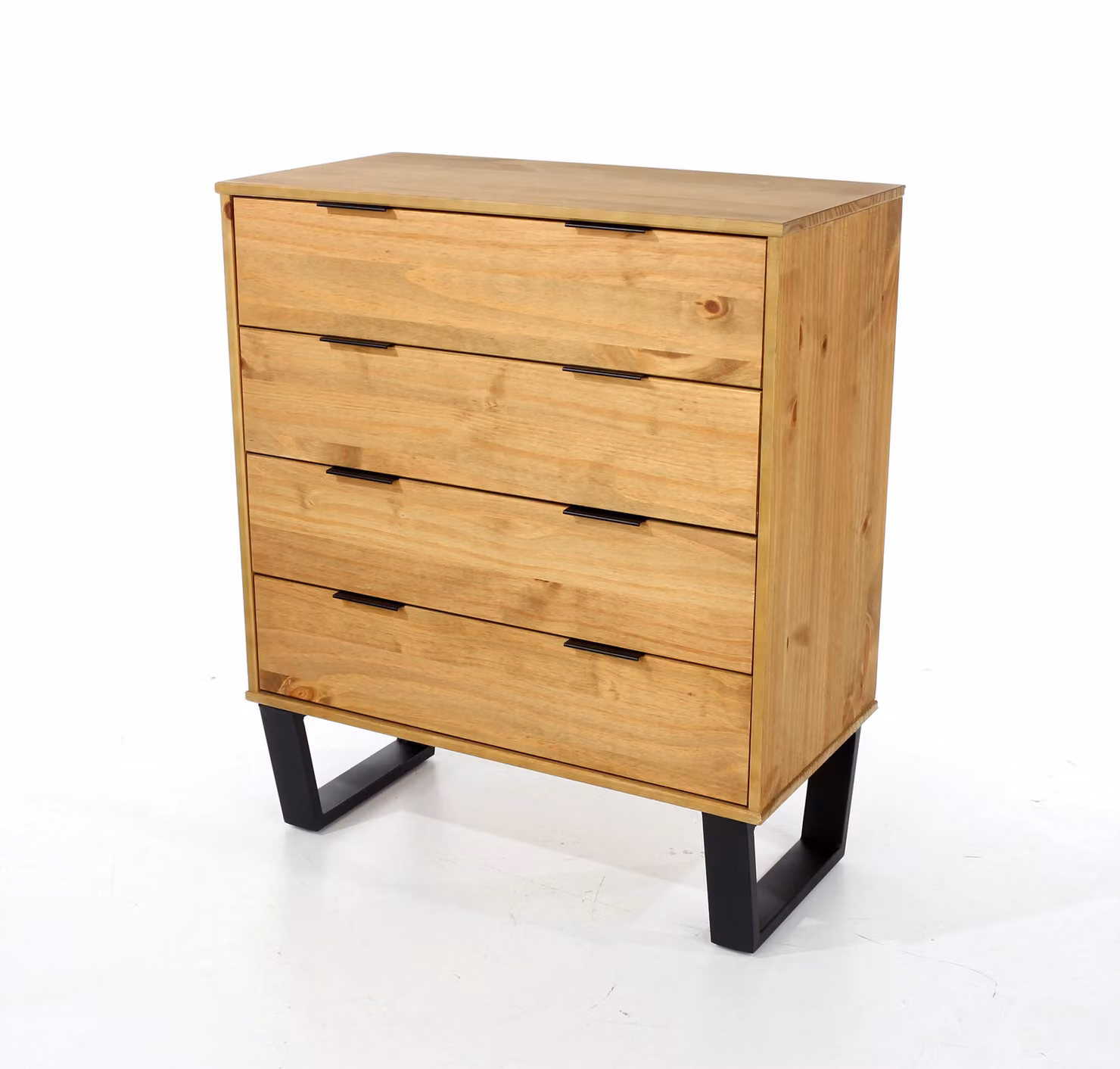 Core Products Texas 4 Drawer Chest in Brown Waxed Pine and Black Metal – 2
