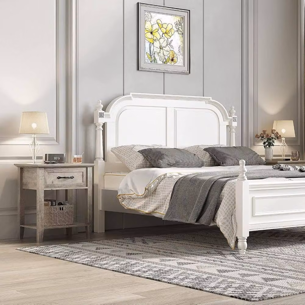 London Boutique Modern Grey Bedside Table with Drawer and Shelf – 5