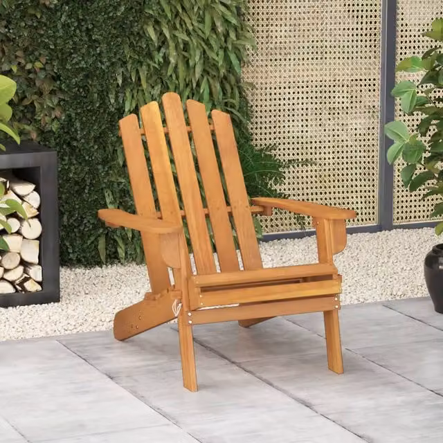 Berkfield Home Garden Adirondack Chair in Brown Solid Acacia Wood