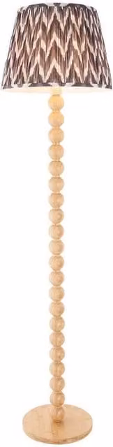 Netlighting Bamboo Floor Lamp with Grey Fabric Zigzag Shade, E27, 40 cm – 1