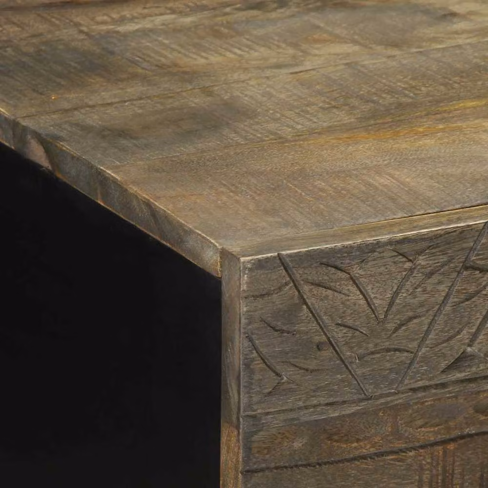 Berkfield Home Beautiful Coffee Table in Light Grey Solid Mango Wood W/D/H: 100 x 54 x 40 cm – 3