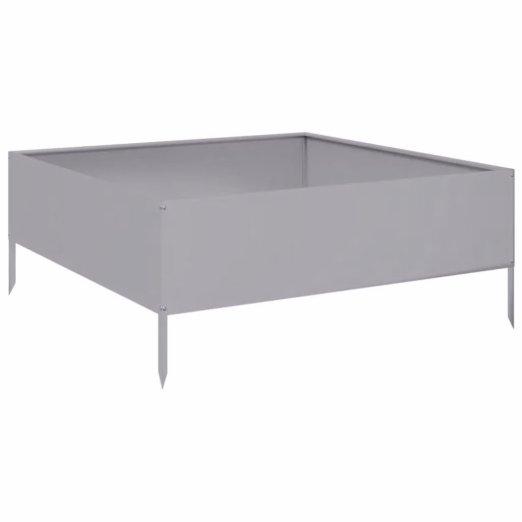 Berkfield Home Garden Galvanised Steel Raised Bed in Silver, W/D/H: 100 x 100 x 25 cm – 2