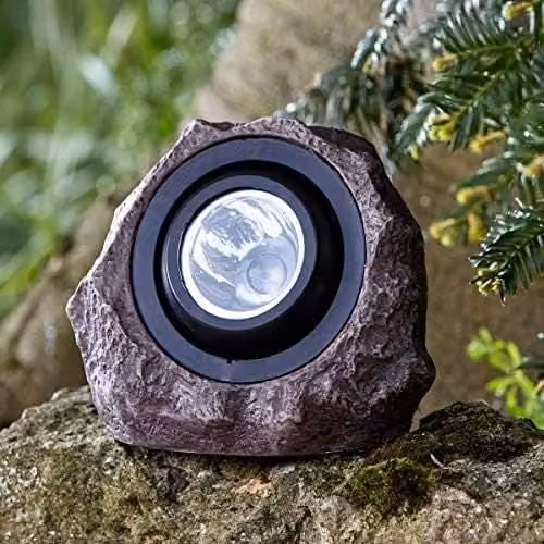 Marco Paul Grey Resin Solar Powered Realistic Rock LED Spotlight – 1