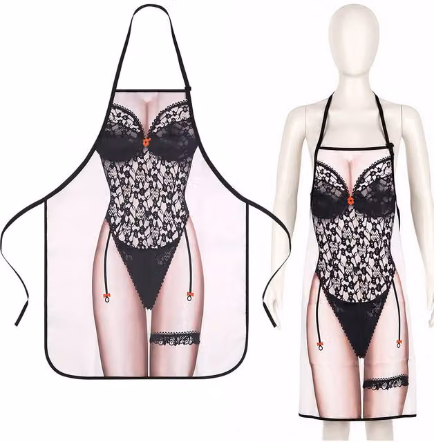 Neel Blue Women's Novelty Cooking Apron in Black – 1