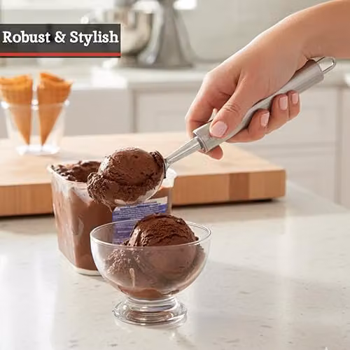 Orsina Stainless Steel Ice Cream Scoop in Silver with Hanging Loop – 4