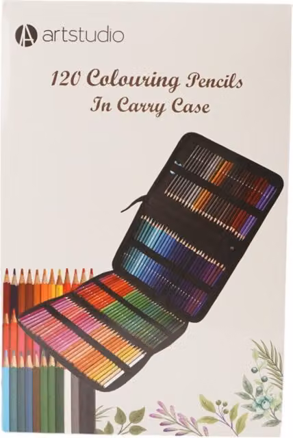 Art Studio 120 Piece Multicolour Pigment Colouring Pencils Set with Zip Up Case