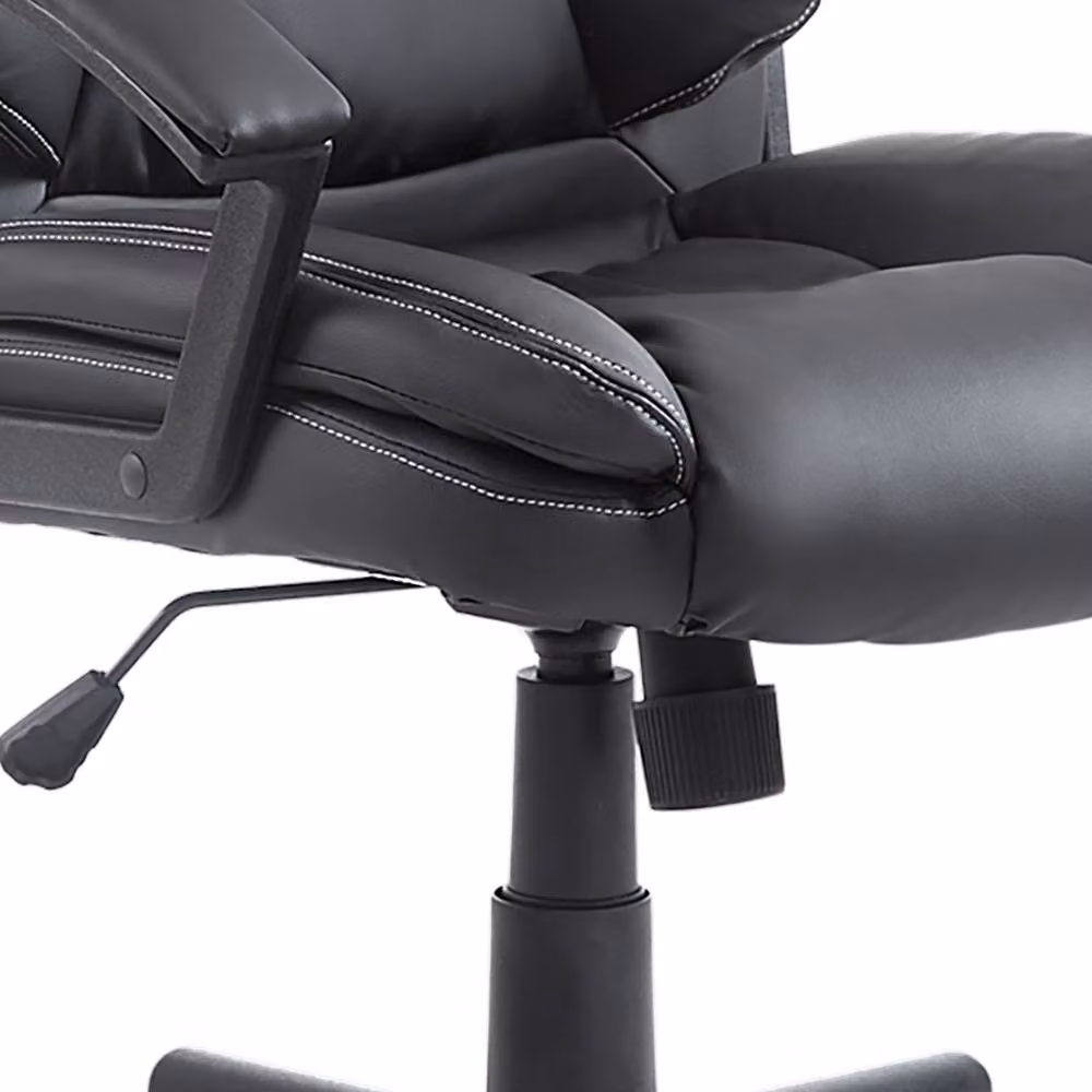 STILVORA Modern Executive High Back Office Chair in Black Synthetic Leather with Armrests and 360 Degree Swivel – 5