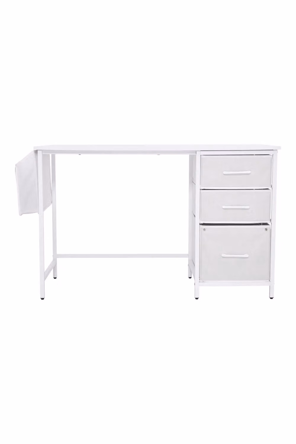 H&O Direct White Modern Computer Desk with Single Pedestal and Metal Legs – 2