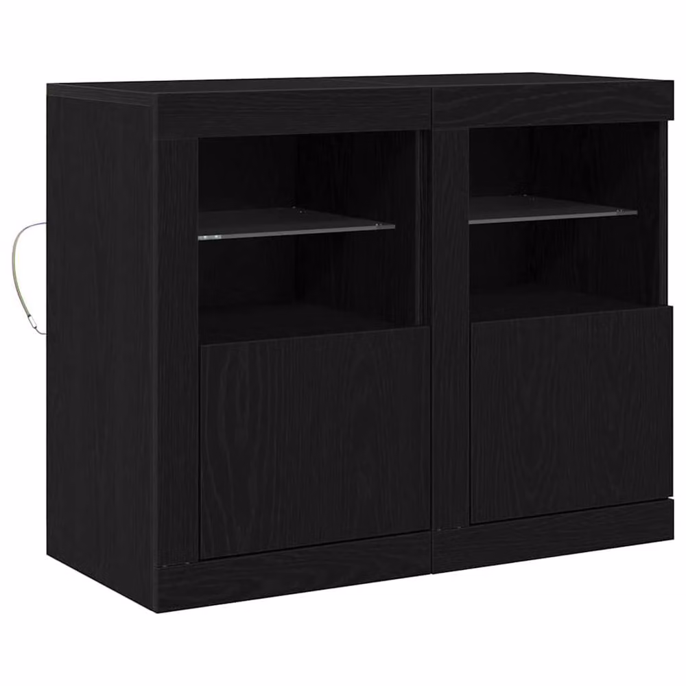 Berkfield Home Side Cabinets with LED Lights, 2 Pack, Black Oak, W: 41 cm, D: 37 cm, H: 67 cm – 3