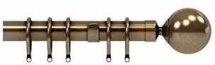 New Edge Blinds Nikola 28mm Metal Curtain Pole Set with Ball End in Antique Brass Bronze, Width: 300 cm – 1