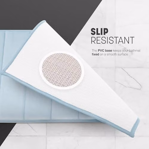 Keplin Memory Foam Bath Mat, Blue and Black, W/D/H: 60 x 90 cm – 2