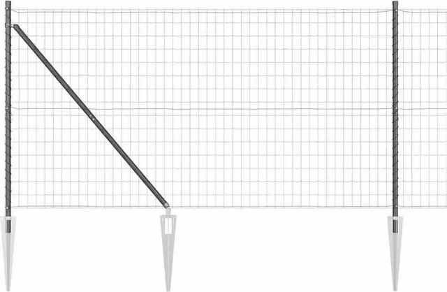 Berkfield Home Euro Fence with 13 Spike Posts, Galvanised Steel, Dark Grey, W: 25 m, H: 1.2 m