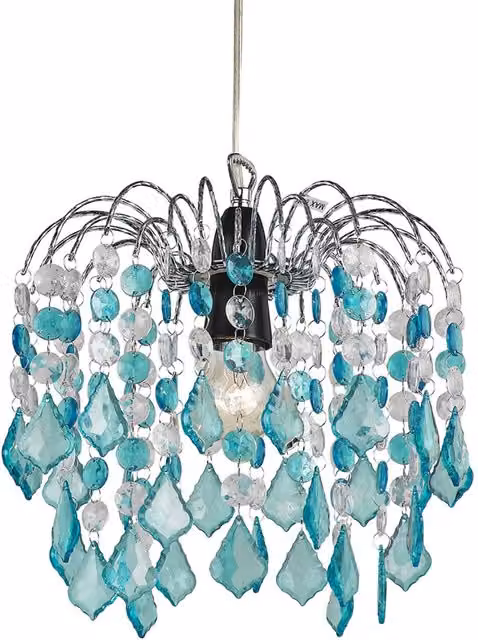 Happy Homewares Teal Acrylic Easy Fit Pendant Light Shade with Chrome Metal Frame
