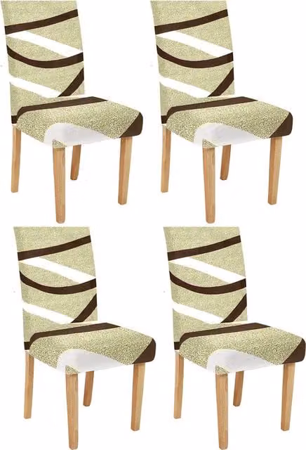 Roseley Graphic Pattern 5 Multicolour Green Stretch Dining Chair Covers, Set of 4