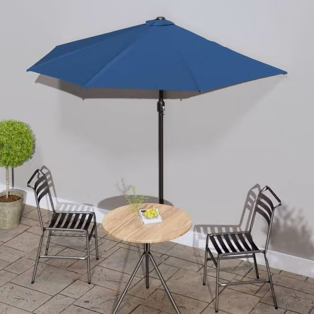 Berkfield Home Blue Balcony Parasol with Aluminium Pole, W/D/H: 270 x 144 x 222 cm – 1