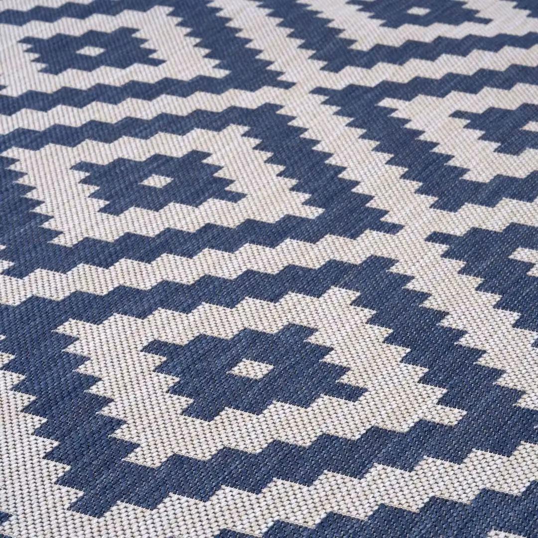 THE RUGS Blue Diamond Pattern Outdoor and Indoor Weather Resistant Washable Garden Patio Rug W: 200 cm, D: 290 cm – 3
