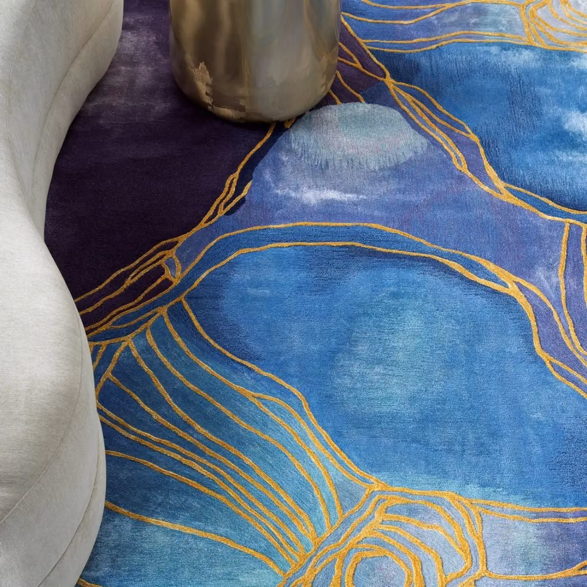 The Rug Shop UK Blue Handmade Floral Abstract Optical 3D Rug, W: 114 cm, D: 170 cm – 5