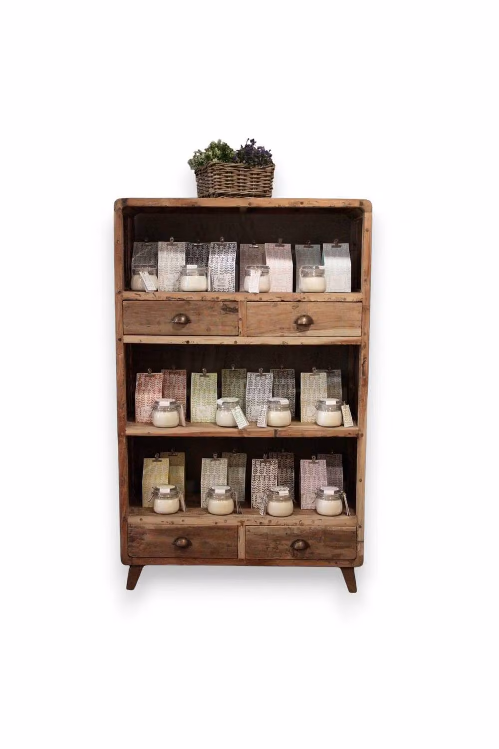 KDMD Handmade Brown Teak Wood Shelf Display Unit, H 160 x W 100 x D 40 cm – 2