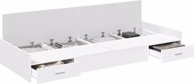 Berkfield Home Modern Storage Bed Frame with Drawer, White, W/D/H: 80 x 200 x 81.5 cm