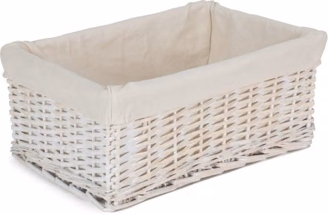 Red Hamper Wicker Storage Basket with White Cotton Lining in Red and White, Width: 43 cm