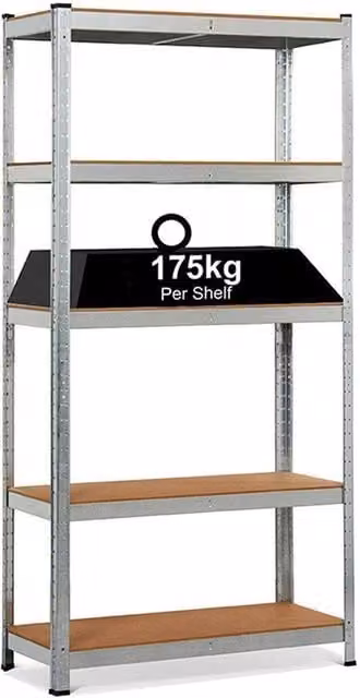 EONLION Heavy Duty 5 Tier Garage Racking Shelf in Brown, W/D/H: 100 x 100 x 200 cm – 1
