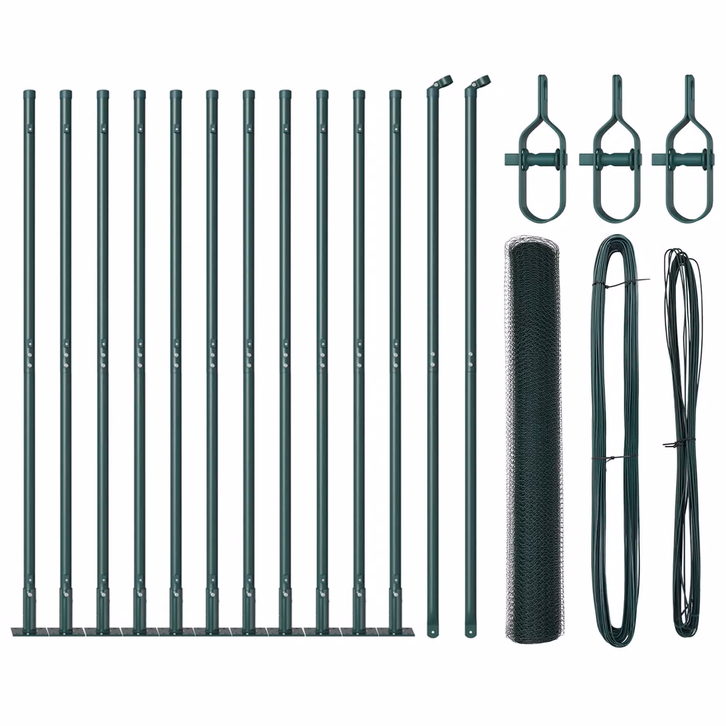 Berkfield Home Set of 2 Forest Green PVC Coated Metal Fencing, W: 1 m, H: 25 cm – 1
