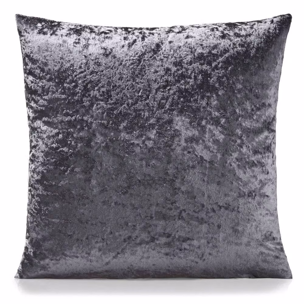 Luxor Living Set of 4 Grey Velvet Square Cushions with Hollow Fibre Filling, W/D/H: 45 x 45 x 45 cm – 2