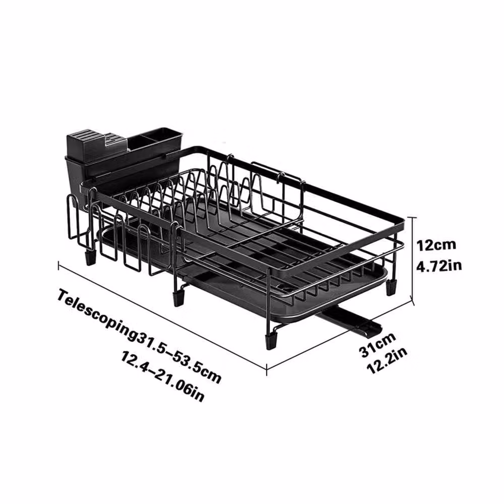 Nordara Extendable Dish Drainer Rack and Sink Bowl Plate Holder in Black – 2
